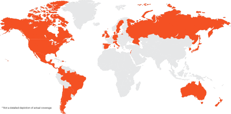 Sprint Global Roaming Coverage as of 8/19/15