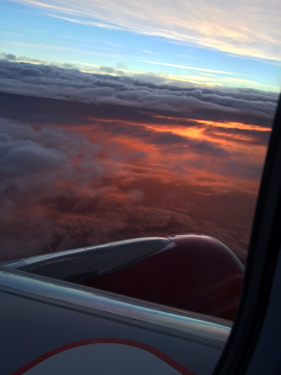 Sunrise flying above SFO