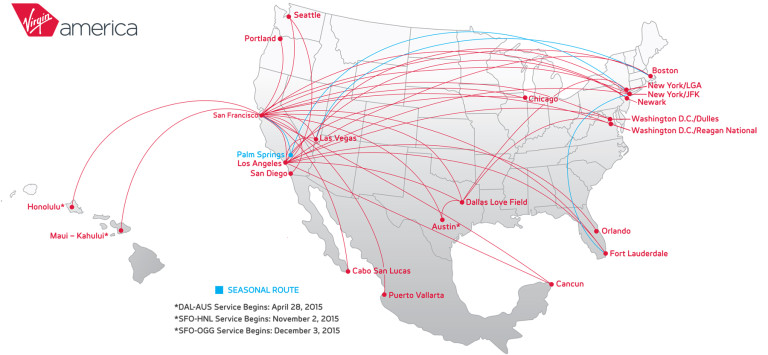 Virgin America Route Map