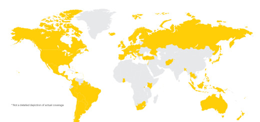 Sprint Global Roaming Coverage as of 1/12/16