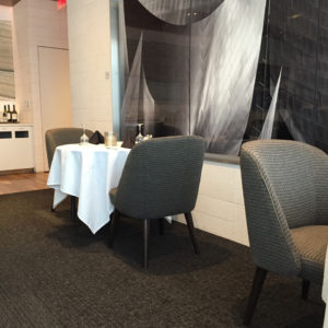 Dining inside First Class Lounge LAX