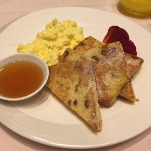 Singapore French Toast along with scrambled eggs