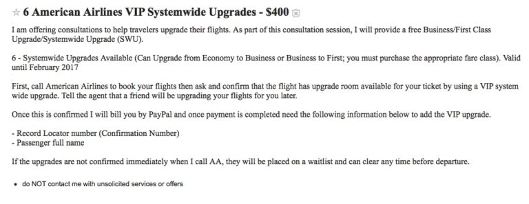 AA SWU Listing on Craigslist