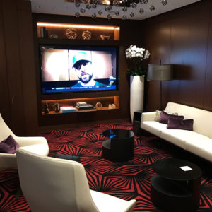 Etihad Lounge Seating with Huge TV