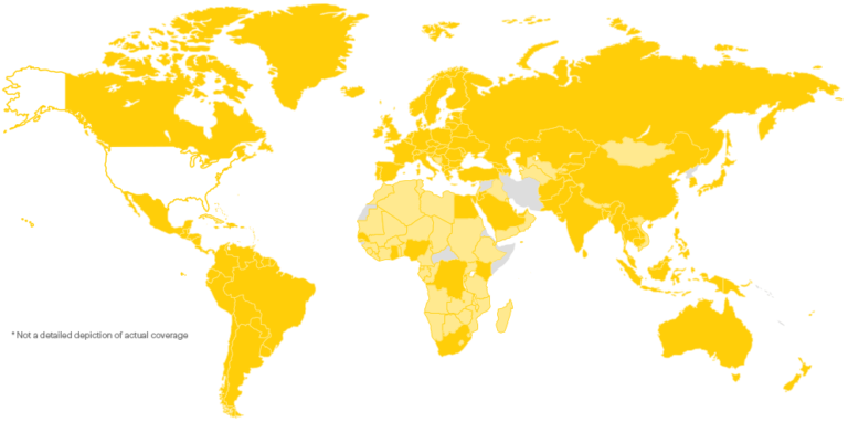 Sprint Global Roaming Coverage as of 4/18/17