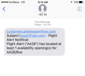 ExpertFlyer Alert