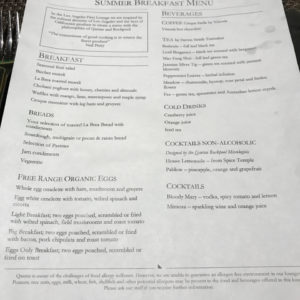 SYD Summer Breakfast Menu