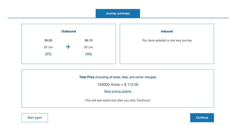 BA Avios Redemption Cost