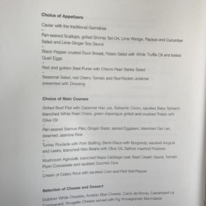 Dinner Menu