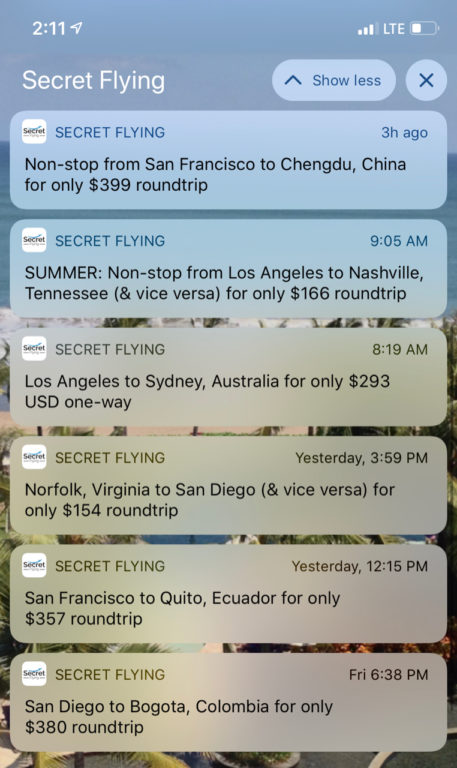 Secret Flying Notifications iOS