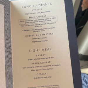 World Traveler Plus (Premium Economy) Menu