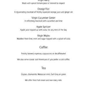Drinks Menu