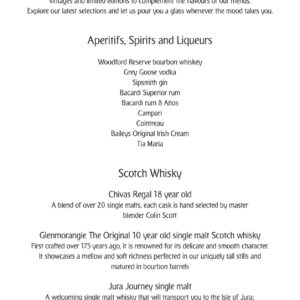 Drinks Menu