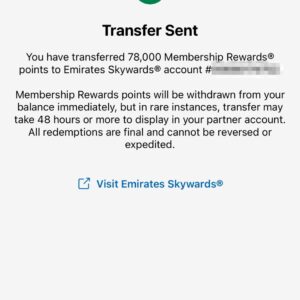 Instant Transfer from AMEX to Emirates