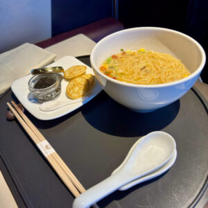 JAL's signature tonkotsu-flavored miso ramen + caviar