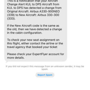 Aircraft Change Alert